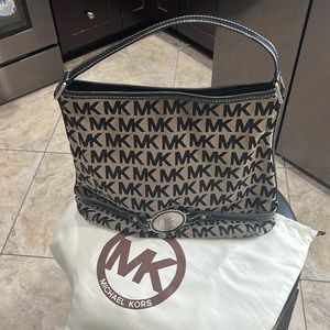 Michael Kors Collection Black and Tan Shoulder Bag